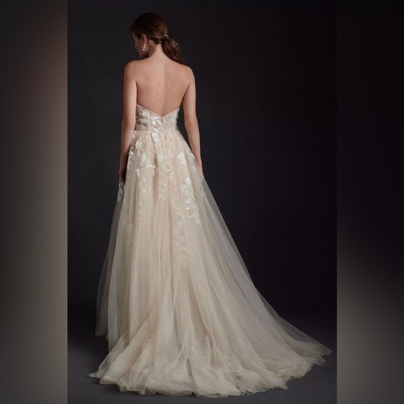 Wtoo BHLDN Oatmeal Strapless Lace Gown - Picture 15 of 16